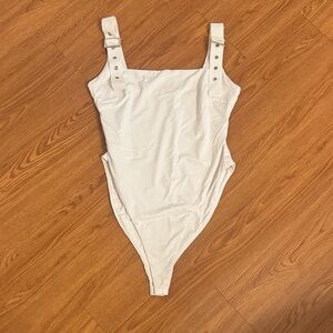 Tiger Mist Ivory Bodysuit with Metal Buckle